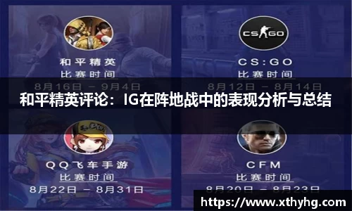 和平精英评论：IG在阵地战中的表现分析与总结